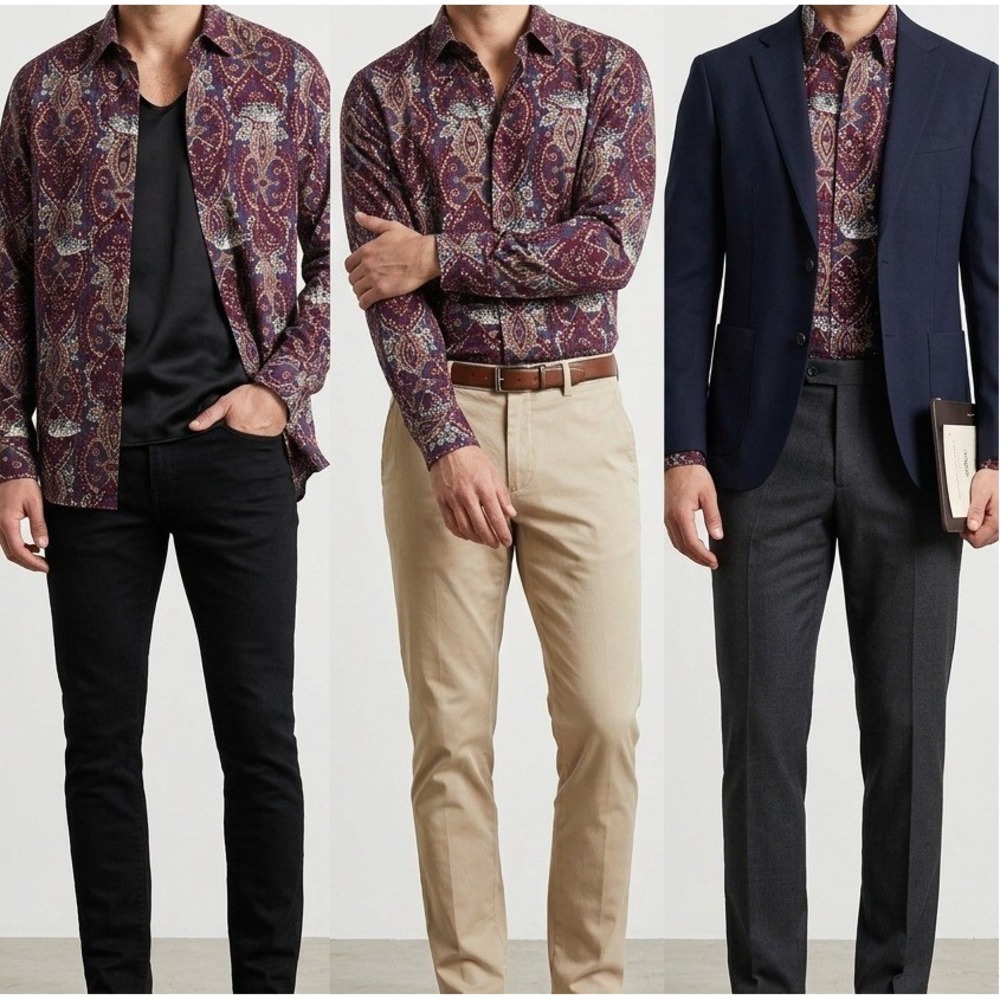 Salty Dog Gant Mens Large Imperial Poplin Paisley Duck Print Button Down Shirt